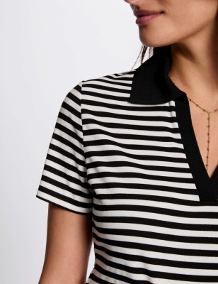 T-shirt manches courtes noir et blan femme