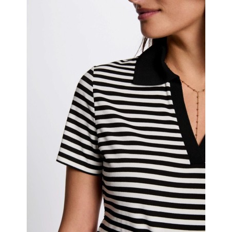 T-shirt manches courtes noir et blan femme