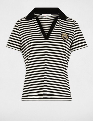 T-shirt manches courtes noir et blan femme