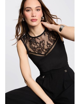 T-shirt sans manches noir femme