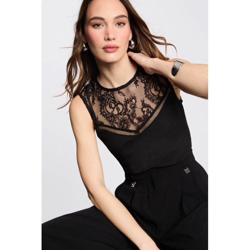 T-shirt sans manches noir femme