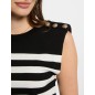 Pull sans manches rayé noir femme