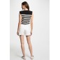 Pull sans manches rayé noir femme