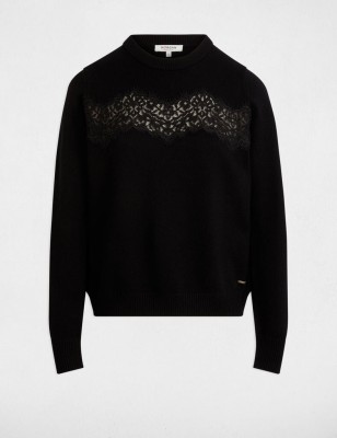 Pull col rond noir femme