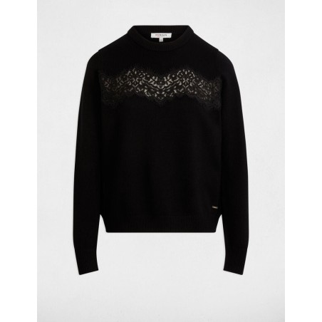 Pull col rond noir femme