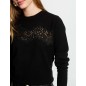 Pull col rond noir femme