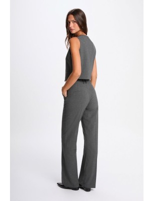 Gilet sas manches rayé gris moyen femme