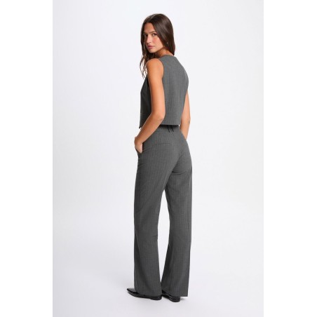 Gilet sas manches rayé gris moyen femme
