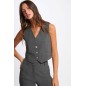 Gilet sas manches rayé gris moyen femme