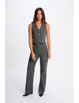 Pantalon jambe large gris moyen femme