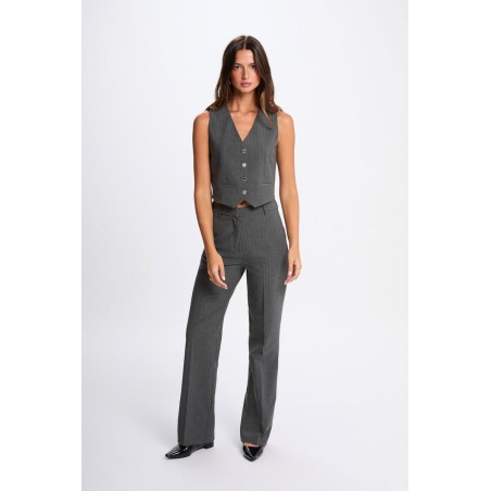 Pantalon jambe large gris moyen femme