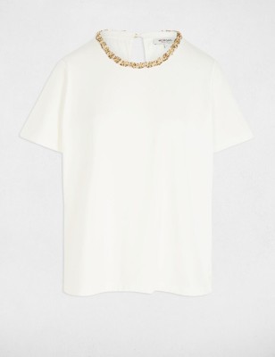 T-shirt manches court col rond blanc femme