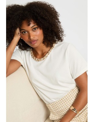 T-shirt manches court col rond blanc femme