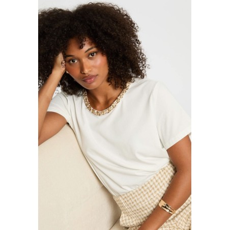 T-shirt manches court col rond blanc femme