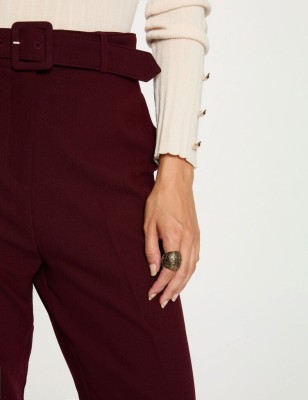 Pantalon droit taiile haute prune