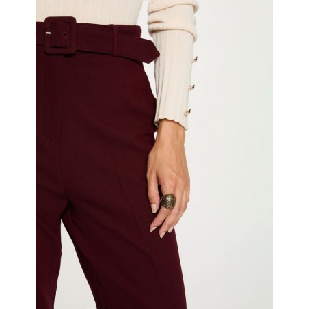 Pantalon droit taiile haute prune