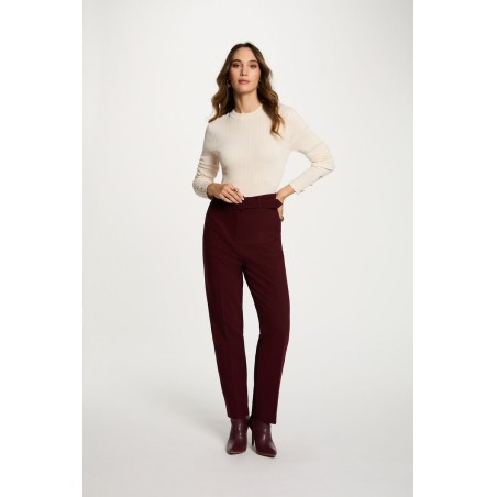 Pantalon droit taiile haute prune