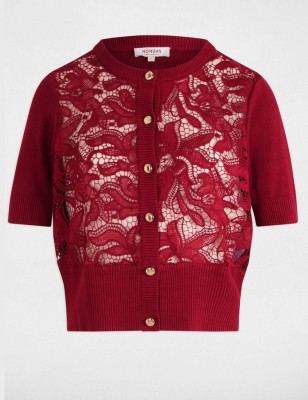 Gilet manches courtes rouge foncé femme