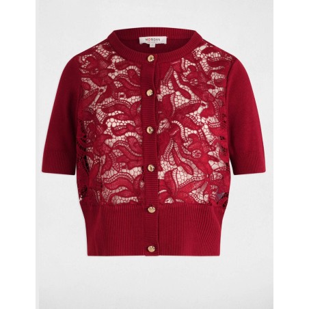 Gilet manches courtes rouge foncé femme