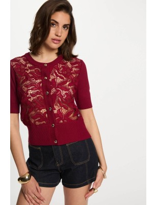 Gilet manches courtes rouge foncé femme