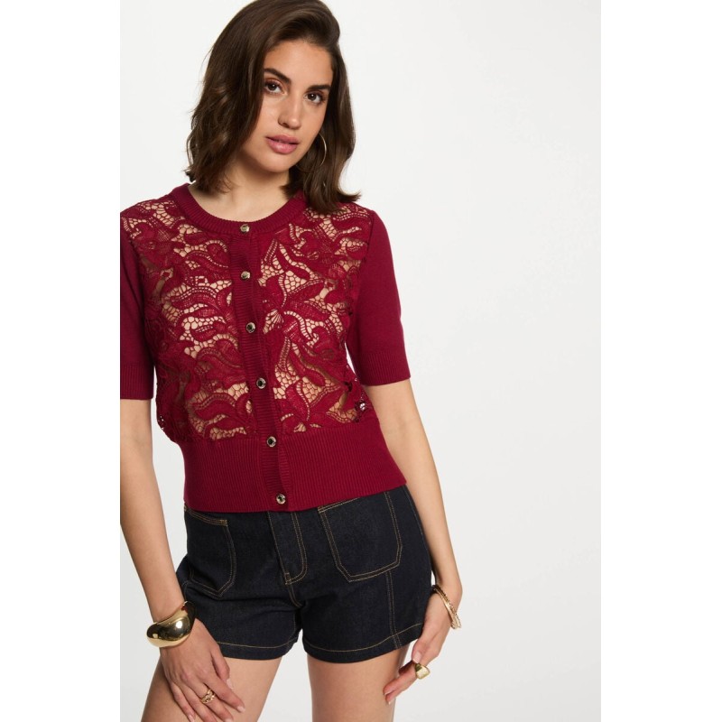 Gilet manches courtes rouge foncé femme Gilet manches courtes rouge foncé femme