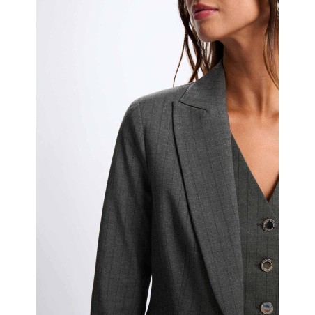 Blazer ajusté rayé gris moyen femme