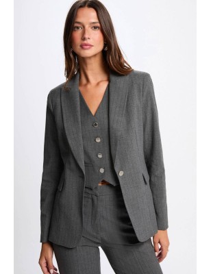 Blazer ajusté rayé gris moyen femme