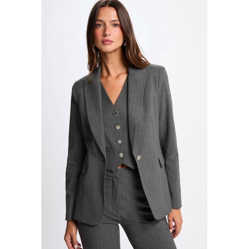 Blazer ajusté rayé gris moyen femme