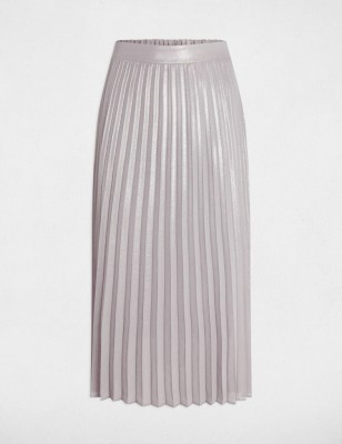 Jupe longue plissée couleur argent femme