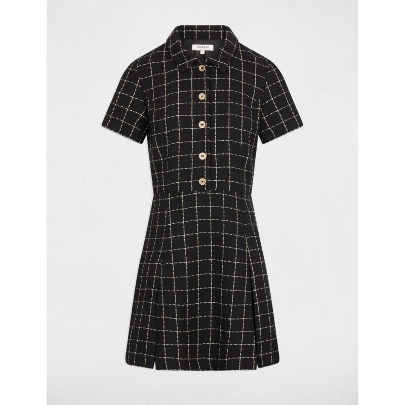 Robe ajustée à Plis noir femme