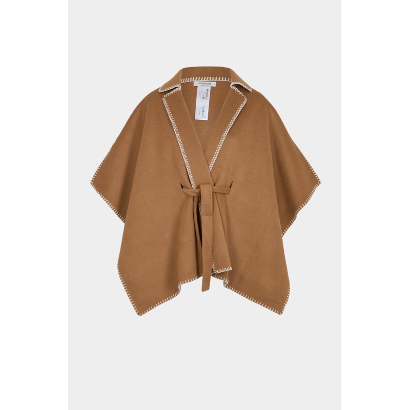 Cape ceinturée camel femme