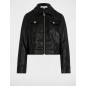 Blouson court simili cuir noir femme