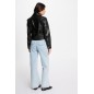 Blouson court simili cuir noir femme