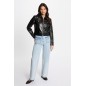 Blouson court simili cuir noir femme