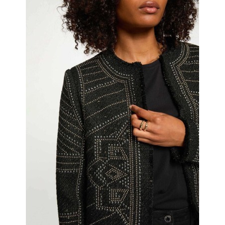 Veste droite cloutée noir femme