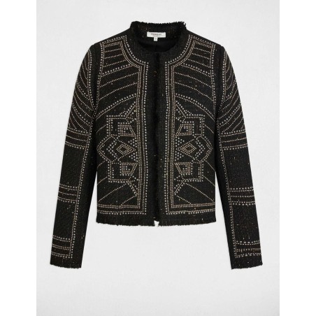 Veste droite cloutée noir femme