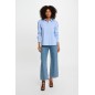 Chemise manches longues rayée bleu ciel femme