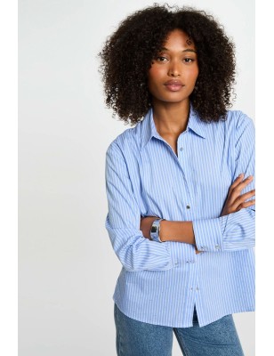 Chemise manches longues rayée bleu ciel femme