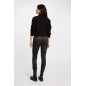 Pantalon slim enduit noir femme Pantalon slim enduit noir femme