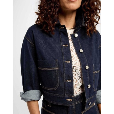 Blouson court en jean denim brut femme