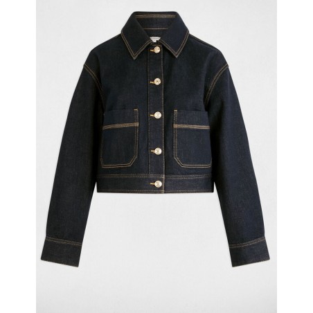 Blouson court en jean denim brut femme