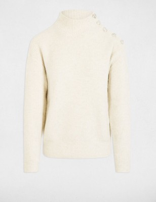 Pull manches longues avec boutons ivoire femme