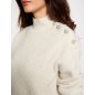 Pull manches longues avec boutons ivoire femme