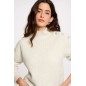 Pull manches longues avec boutons ivoire femme