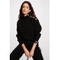 Pull manches longues avec boutons ivoire femme