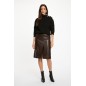 Jupe ajustée simili cuir marron foncé femme Jupe ajustée simili cuir marron foncé femme