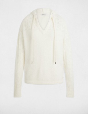Pull à capuche ivoire femme