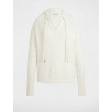 Pull à capuche ivoire femme