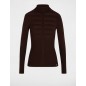Pull col roulé ajusté marron femme