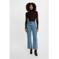 Pull col roulé ajusté marron femme